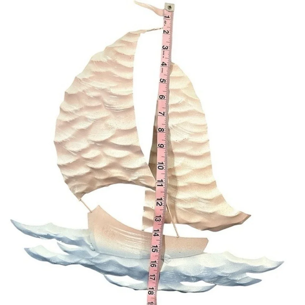 Metal Sailboat Wall Art‎ Coastal Nautical Beach Decor 18x18 Hanging